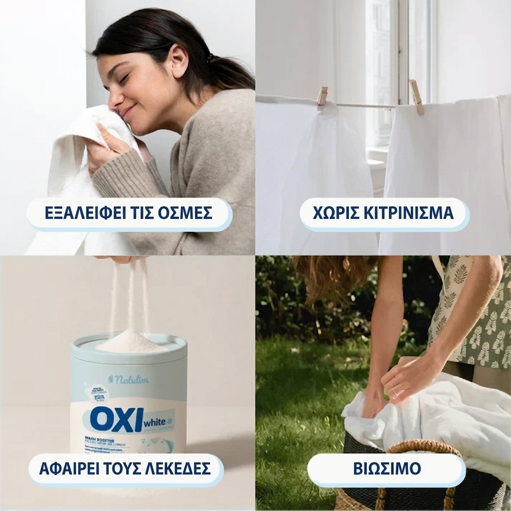 Oxi White Natulim — οικολογική λευκαντική σκόνη ρούχων χωρίς χλώριο