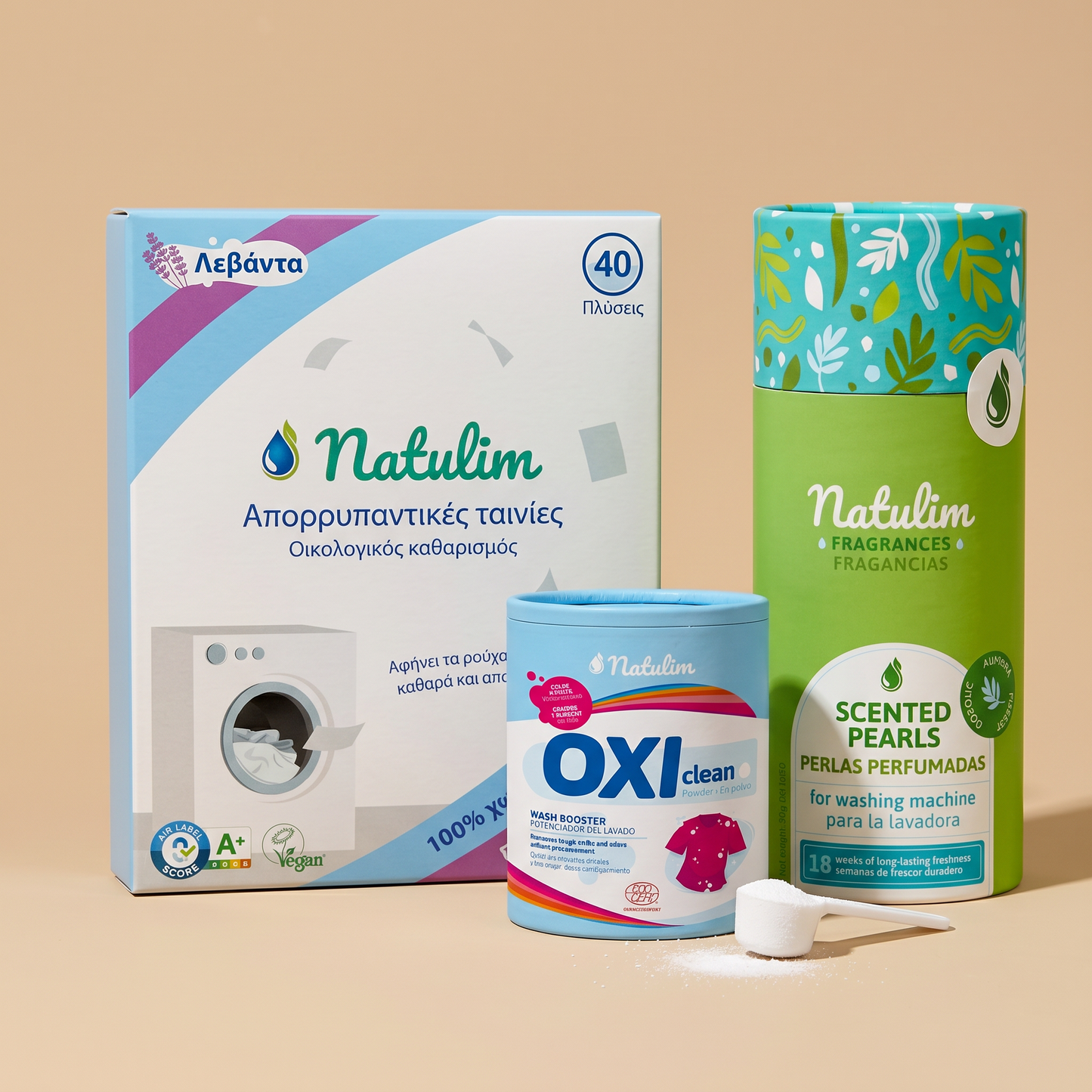 Τέλεια Μπουγάδα Natulim — Φύλλα Λεβάντα, Πέρλες Aurora Forest, Oxi Clean